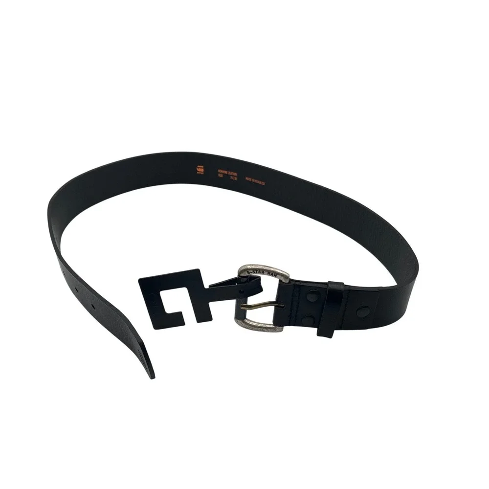 G-Star Raw Dast Belt Black Leather Roller Buckle Size 75 30 D20177-3127-990